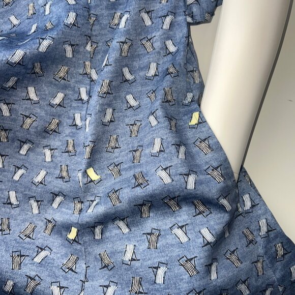 Nic + Zoe Blue Sleeveless A-Line Dress With Tie Waist & Deck Chair Print Size PL - Picture 3 of 10